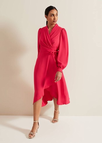 Phase Eight Petite Philippa Wrap Dress Pink USA | 0815293-ZX